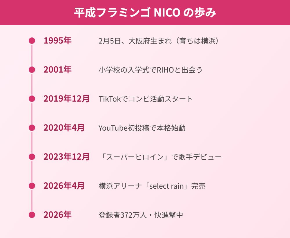 平成フラミンゴNICOの経歴年表